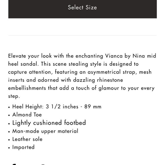 Nina metallic mid-heel sandals, new, straps with rhinestones, almond toe, 8.5 - Picture 9 of 9